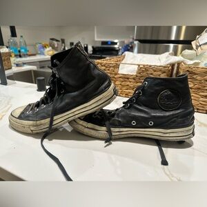 Converse- Classic Black High-Top Leather Sneakers (Jack Purcell Special Edition)